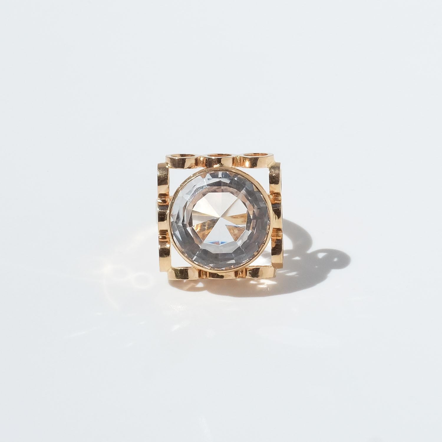 Women's Vintage 18karat Gold and Rock Crystal Ring by Mastercecilia Johansson Year 1977 For Sale