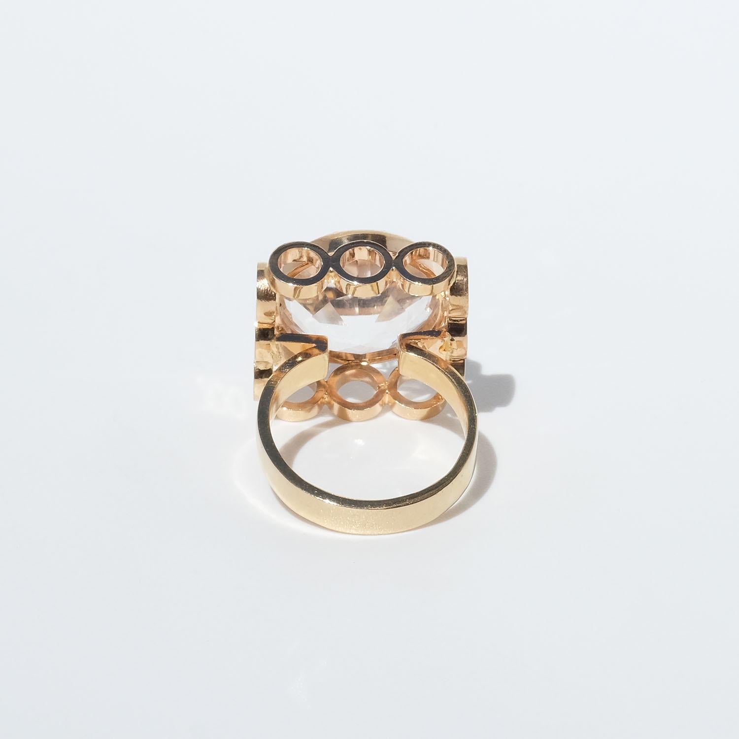 Vintage 18karat Gold and Rock Crystal Ring by Mastercecilia Johansson Year 1977 For Sale 4