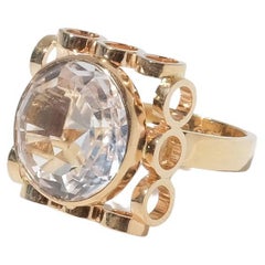 Retro 18karat Gold and Rock Crystal Ring by Mastercecilia Johansson Year 1977