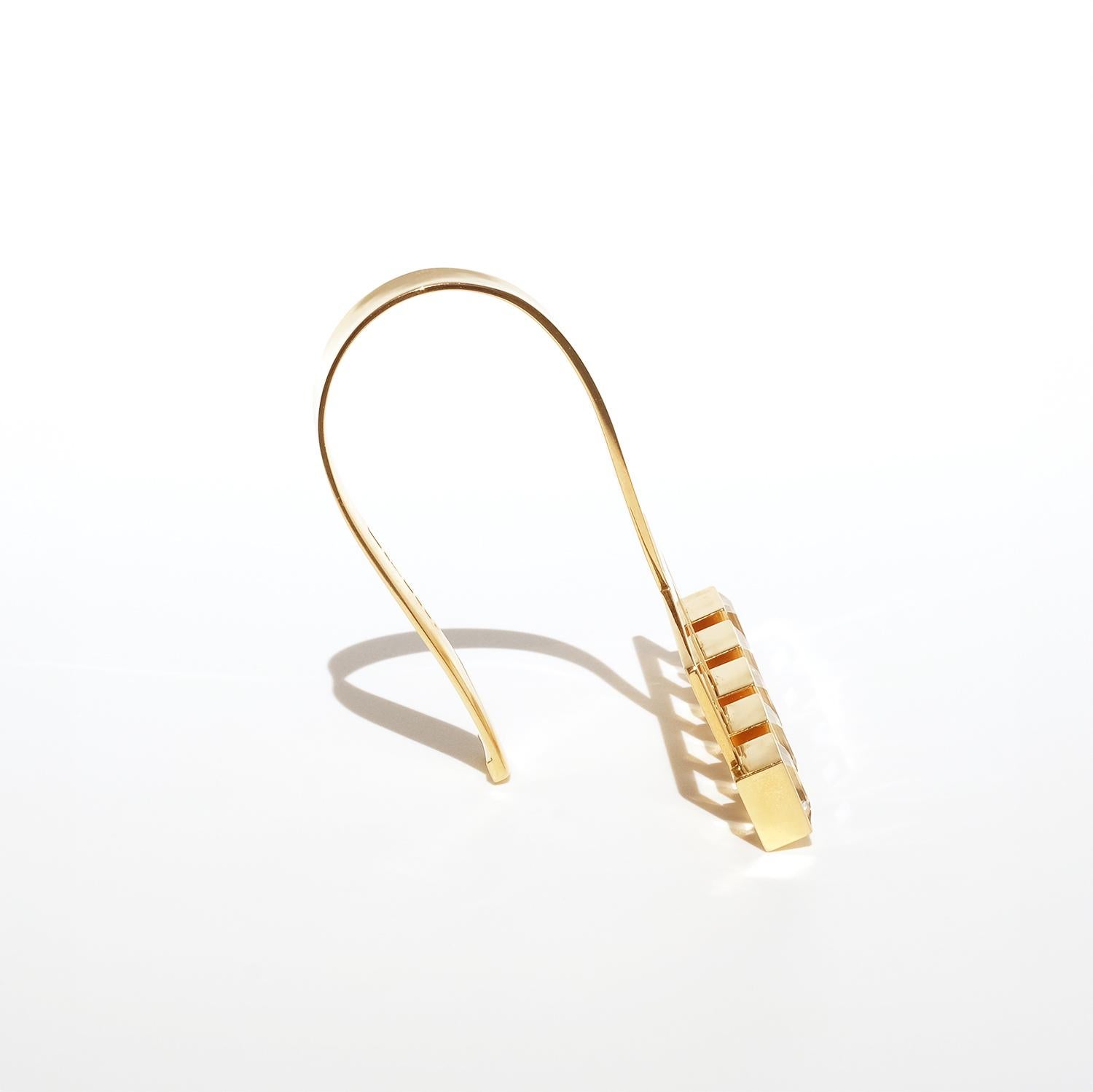 Vintage Manschettenarmband aus 18 Karat Gold und Bergkristall im Vintage-Stil, hergestellt 1969 im Angebot 4