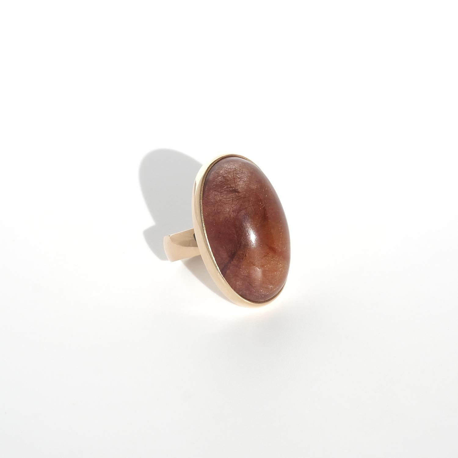 Anello vintage in oro 18 carati e quarzo rutilico del 1959 In condizioni buone in vendita a Stockholm, SE