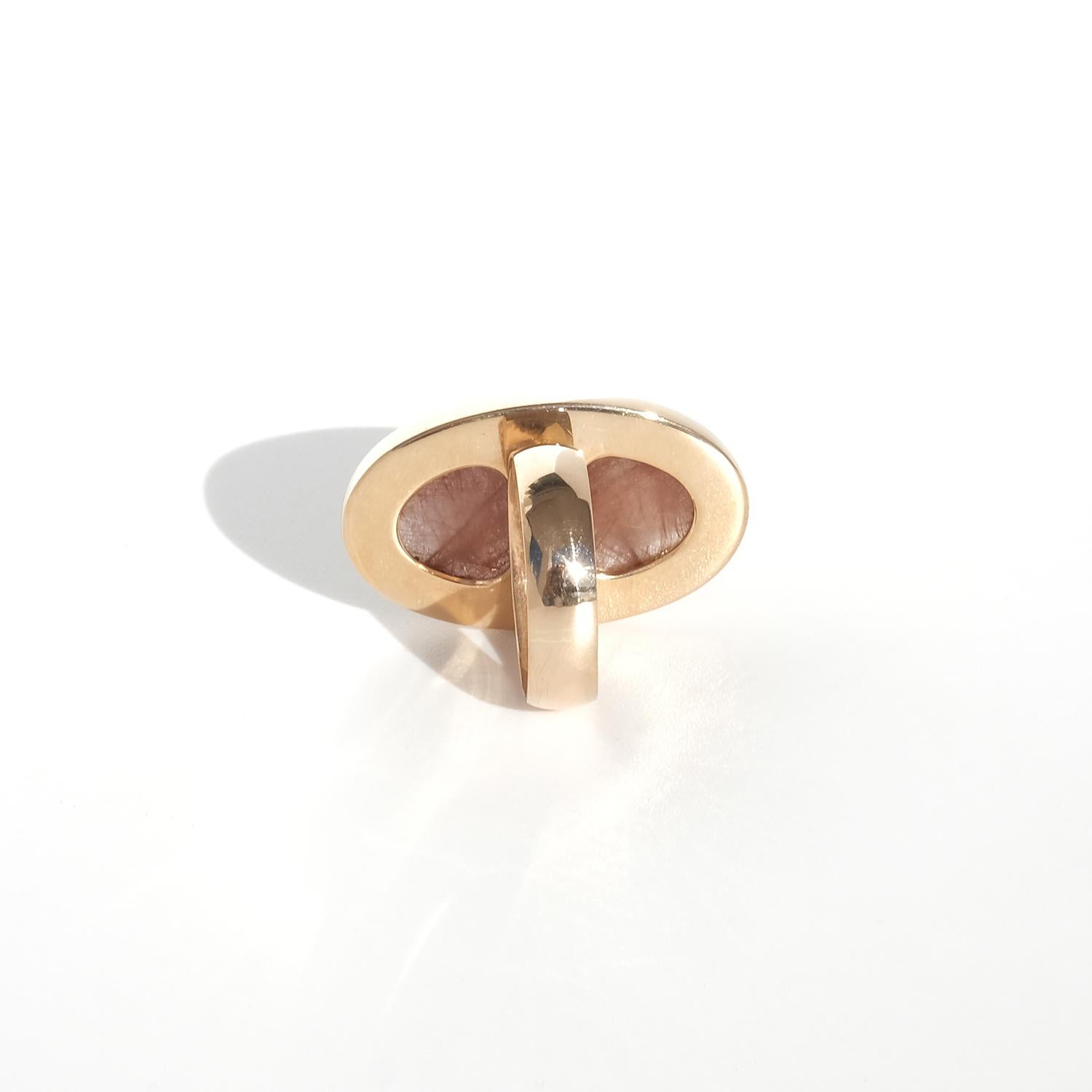 Anello vintage in oro 18 carati e quarzo rutilico del 1959 in vendita 1