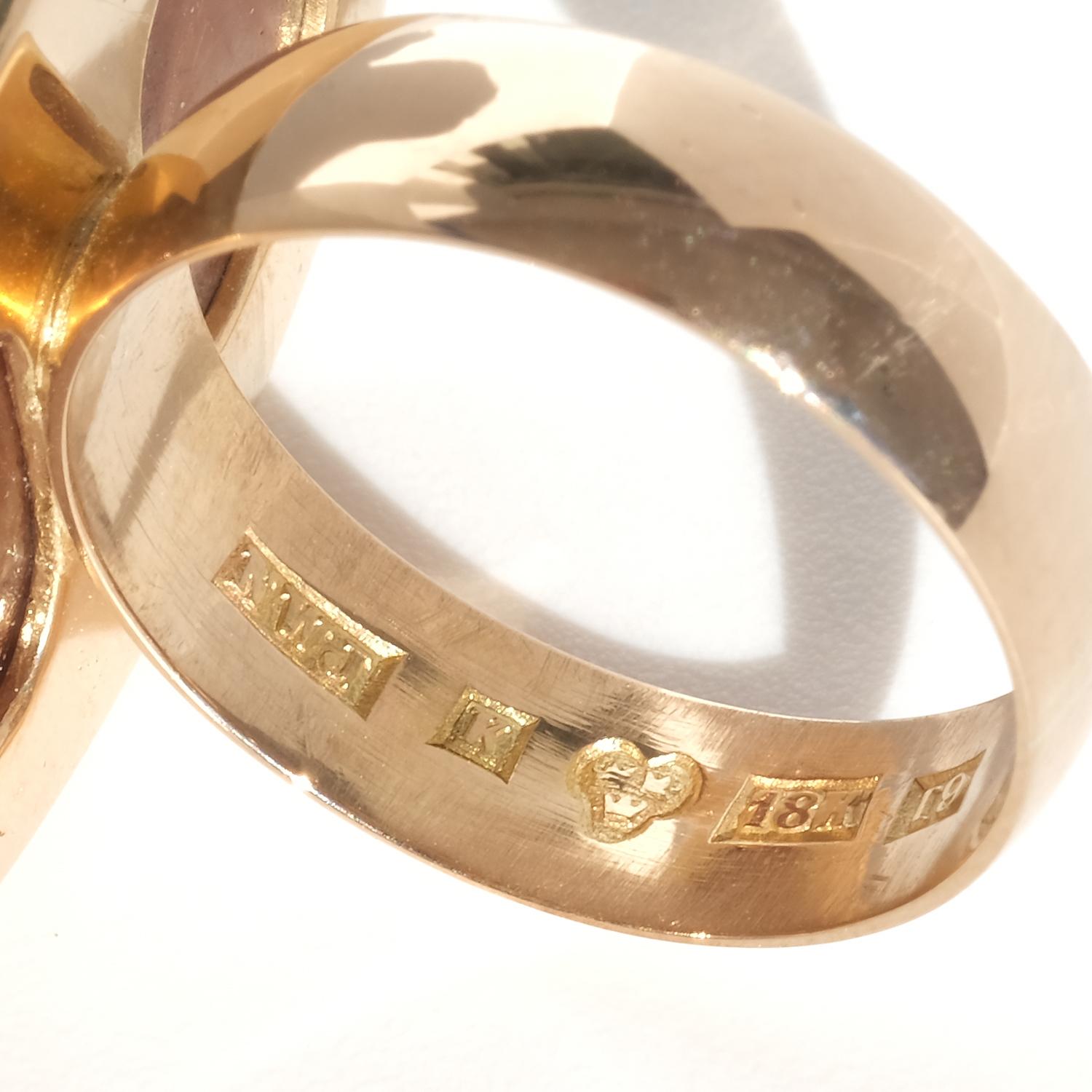 Anello vintage in oro 18 carati e quarzo rutilico del 1959 in vendita 3