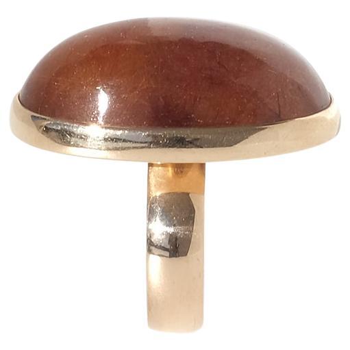 Vintage 18K Gold and Rutile Quartz Ring Made 1959