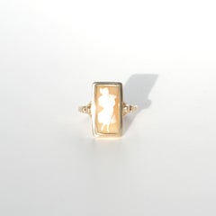 Vintage 18K Gold and Shell Cameo Ring Made 1954