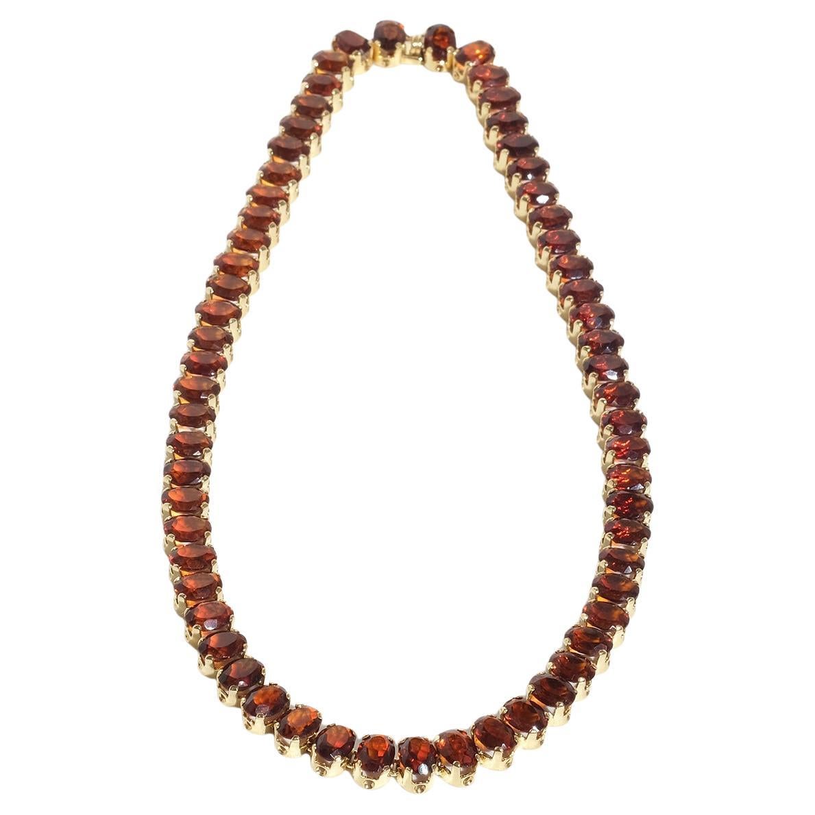 Vintage-Halskette aus 18 Karat Gold und Rauchquarz, Vintage, erste Hälfte des 19. Jahrhunderts im Angebot