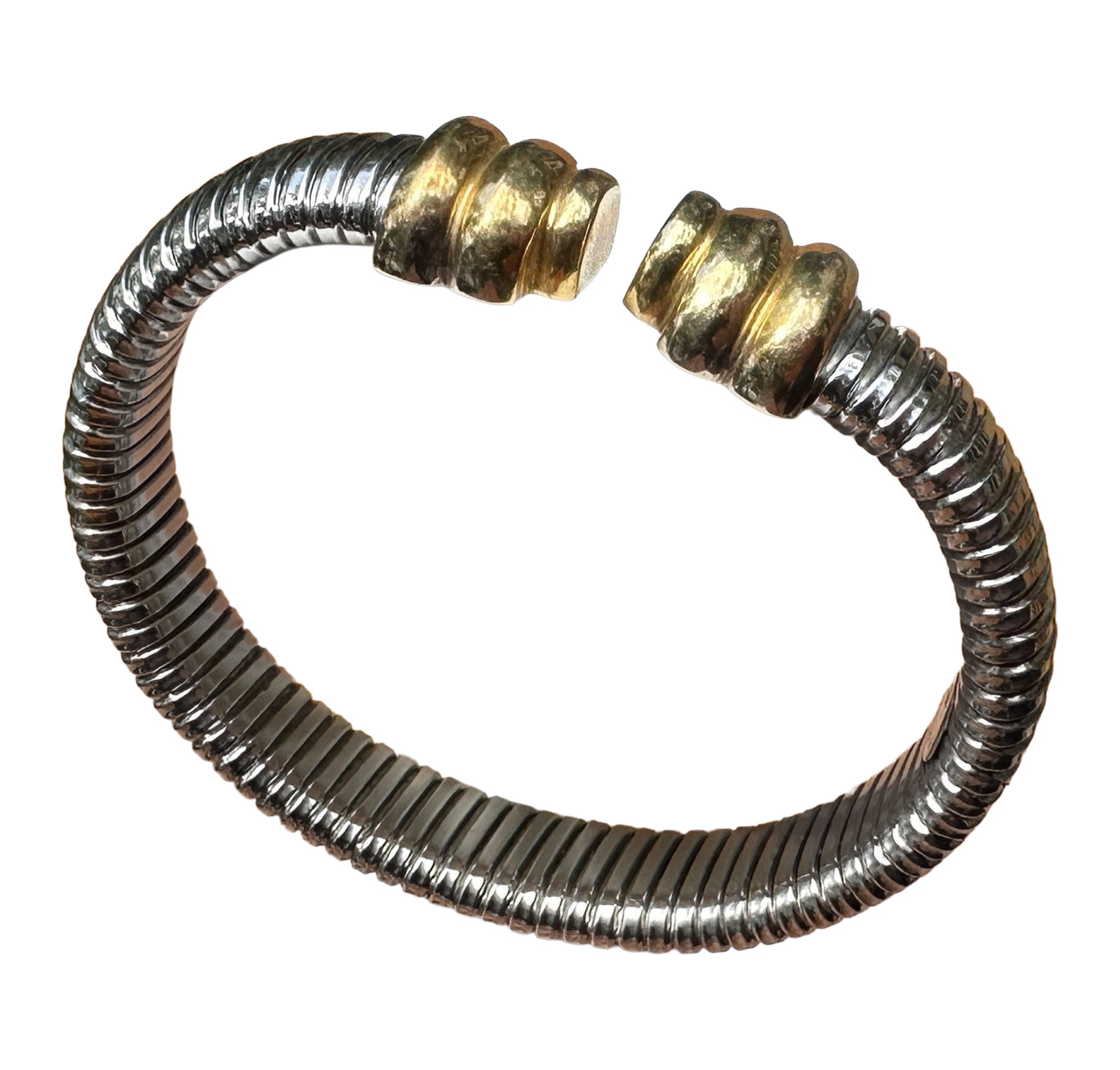 Vintage-Armband aus 18-karätigem Gold und Stahl im Tubogas-Stil von Passadiuti, Italien