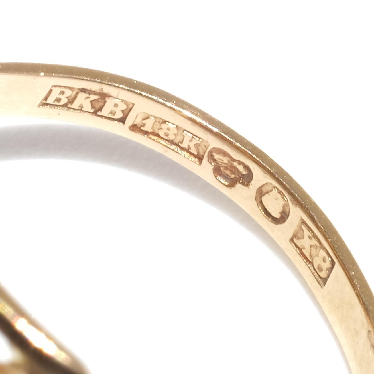 Vintage 18k Gold and Synthetic Sapphire Ring by Bjurman & Bernheimer Made 1948 For Sale 6