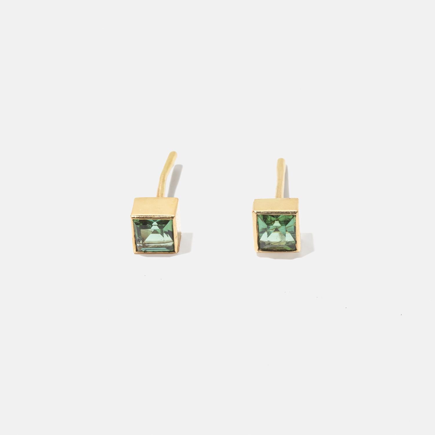 Vintage 18k Gold and Tourmaline Stud Earrings by Rey Urban Made 1976 For Sale 1