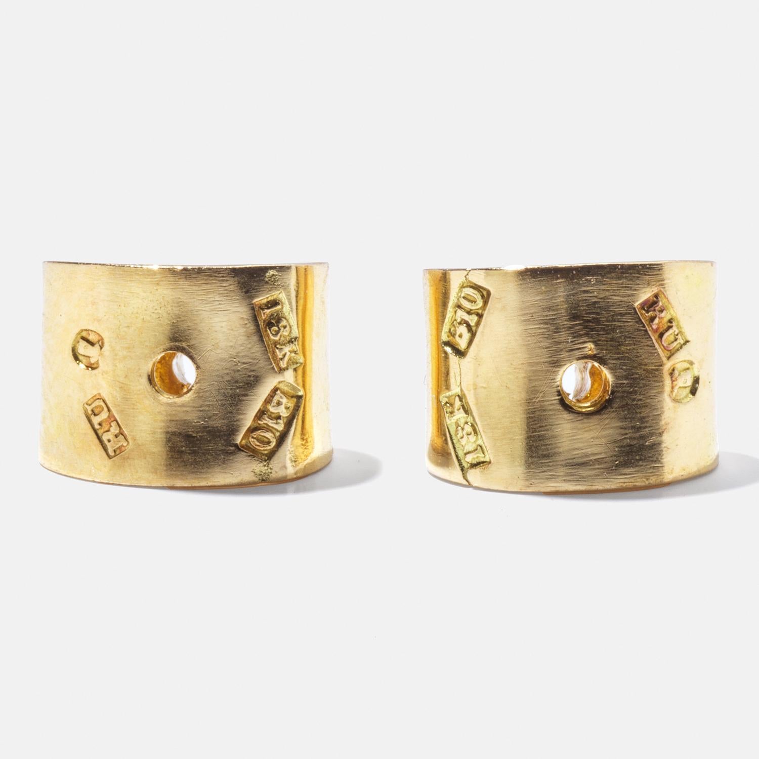 Vintage 18k Gold and Tourmaline Stud Earrings by Rey Urban Made 1976 For Sale 3