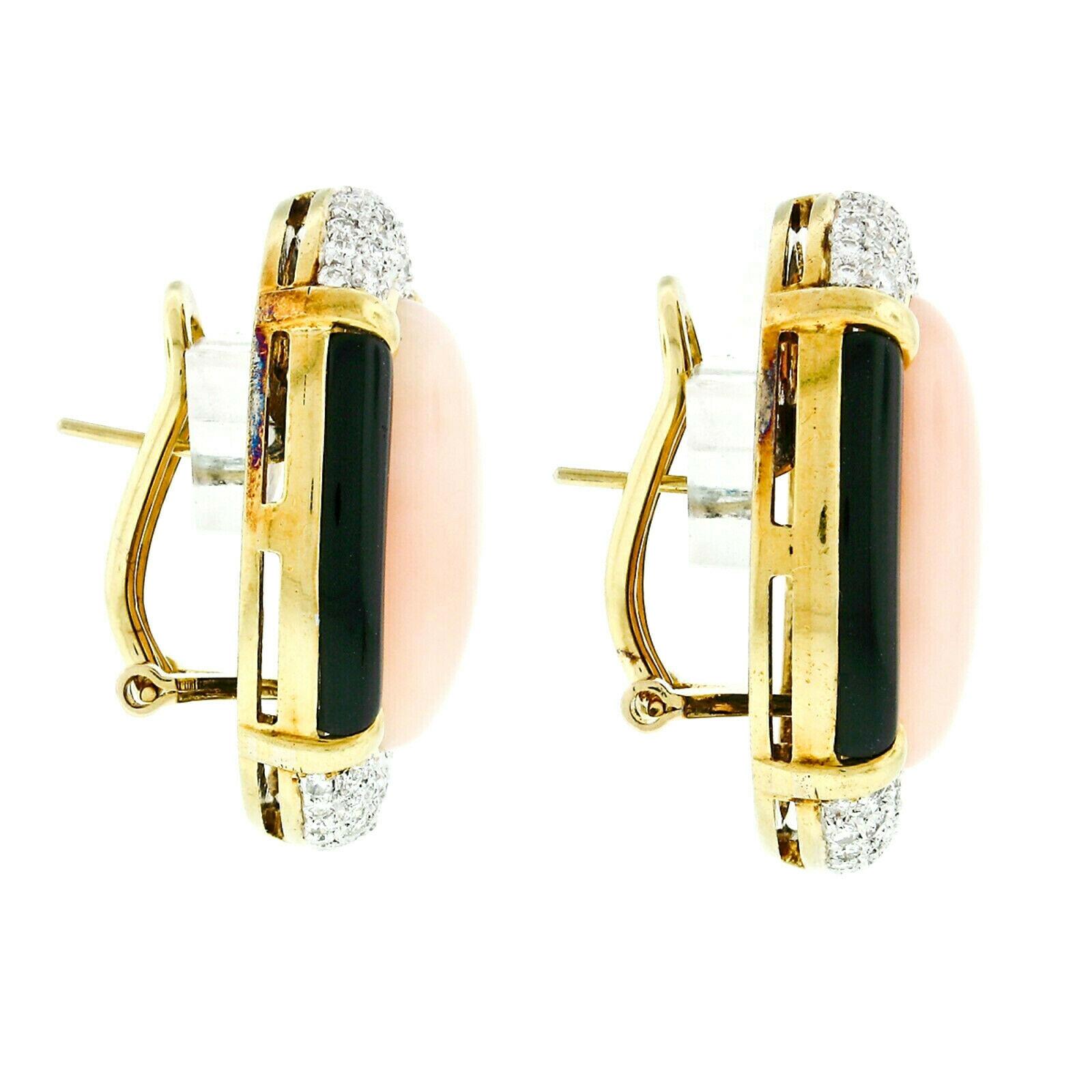 18 Karat Gold Angel Skin Coral Black Onyx Diamond Ring Necklace Earrings Set 8