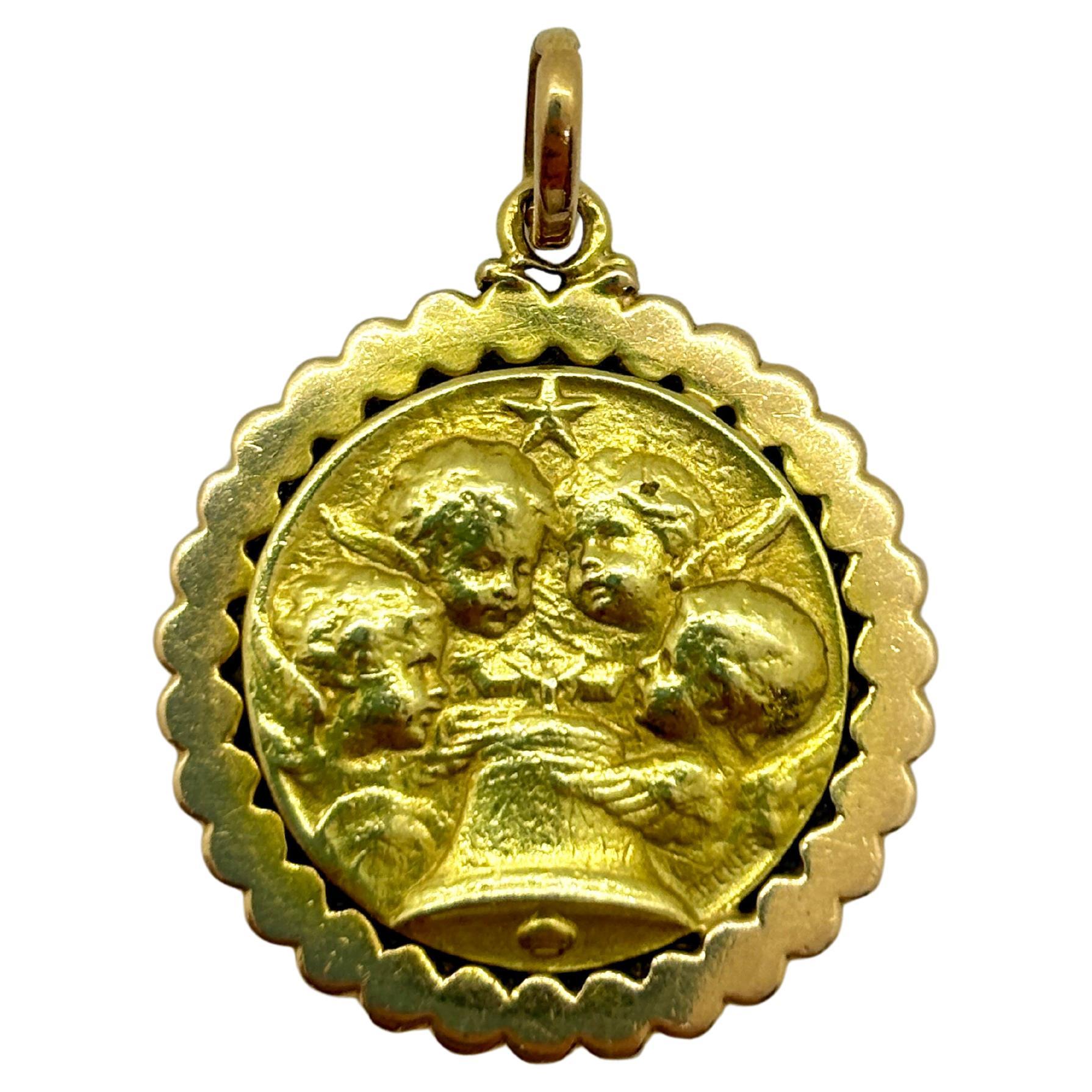 Medaglia "Angelus" d'epoca in oro 18k - Design di Hédmond Henri Becker in vendita