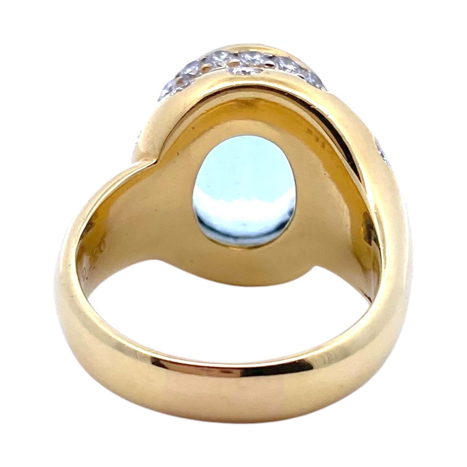 Ring aus 18 Karat Gold mit Aquamarin und Diamant im Zustand „Gut“ im Angebot in Henderson, NV