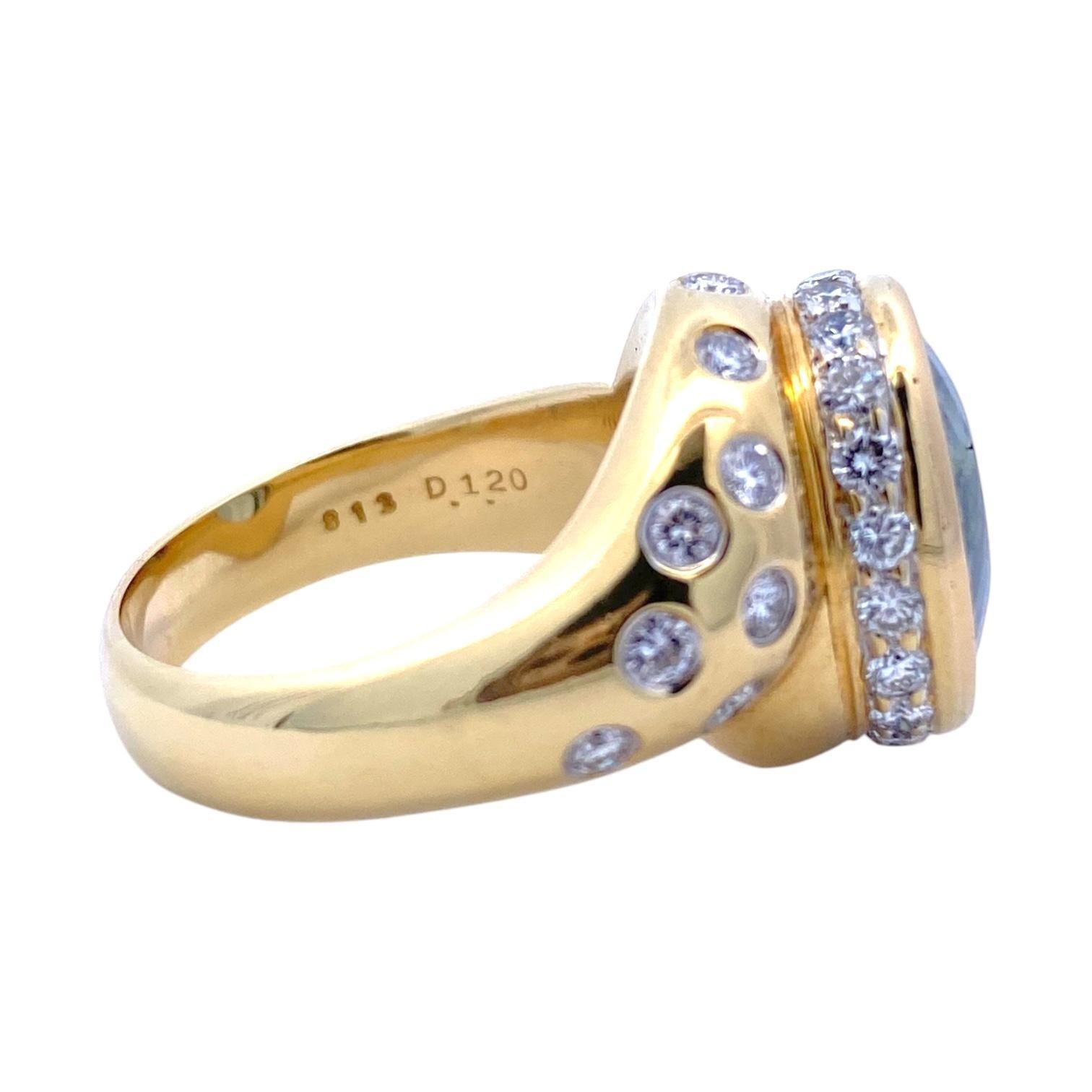 Ring aus 18 Karat Gold mit Aquamarin und Diamant im Angebot 1