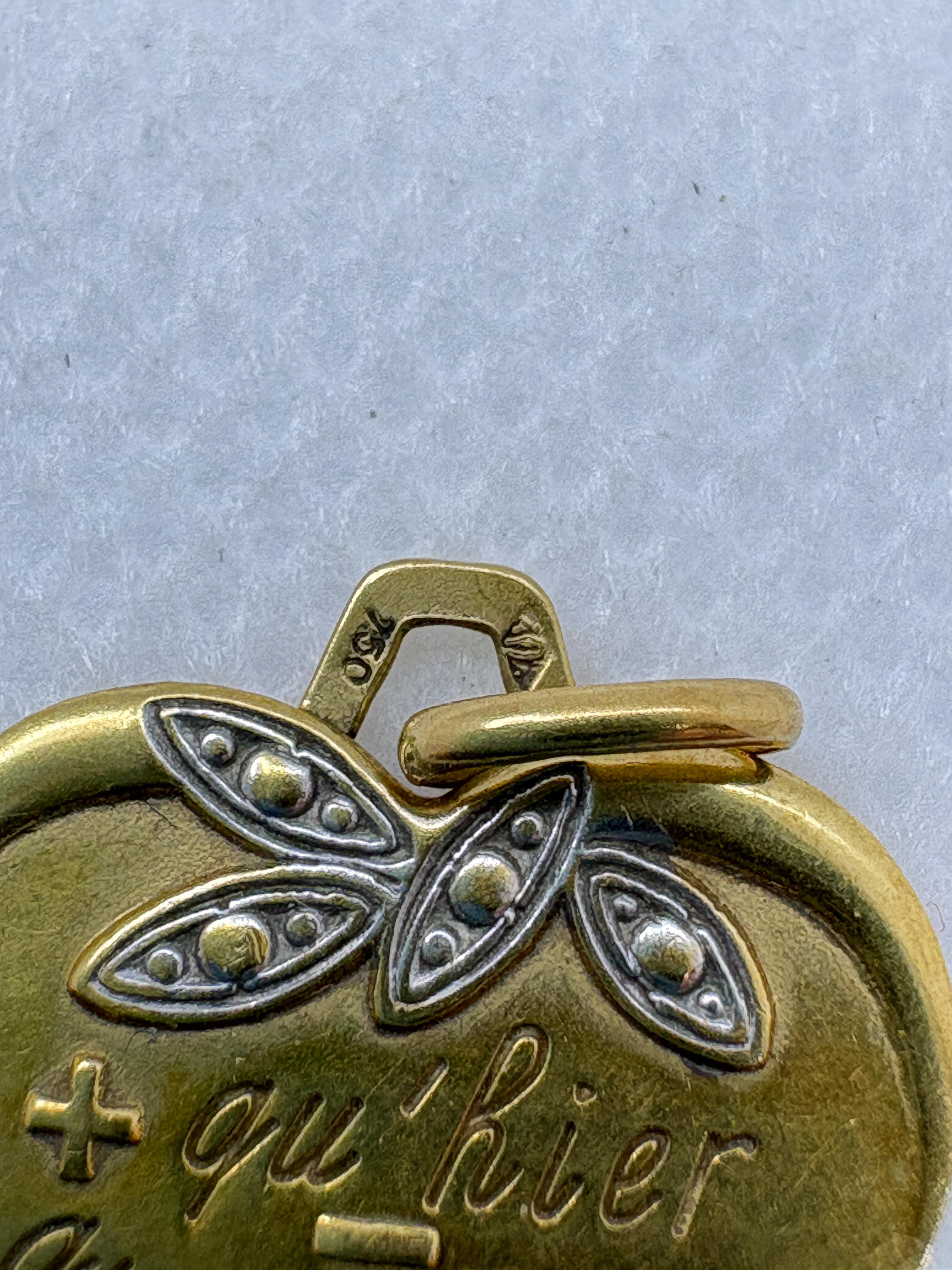 da uomo o donna Medaglia Cuore A. Augis d'epoca in oro 18k - 