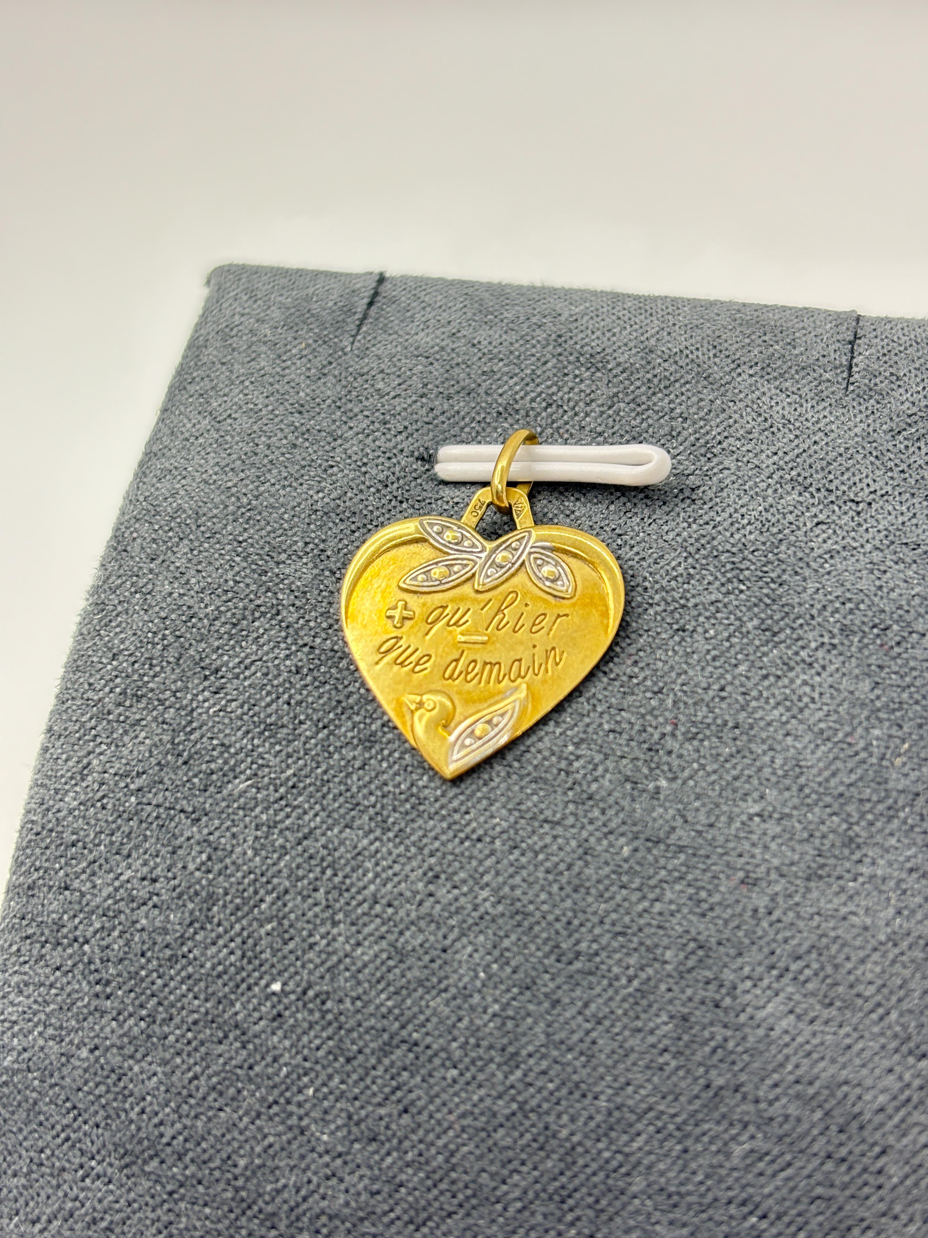 Medaglia Cuore A. Augis d'epoca in oro 18k - 