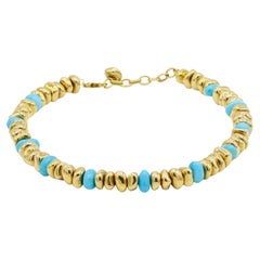 Vintage 18K Gold Beads & Turquoise Choker Necklace