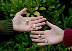 Vintage 18k Gold Bell Necklace with Red Jasper