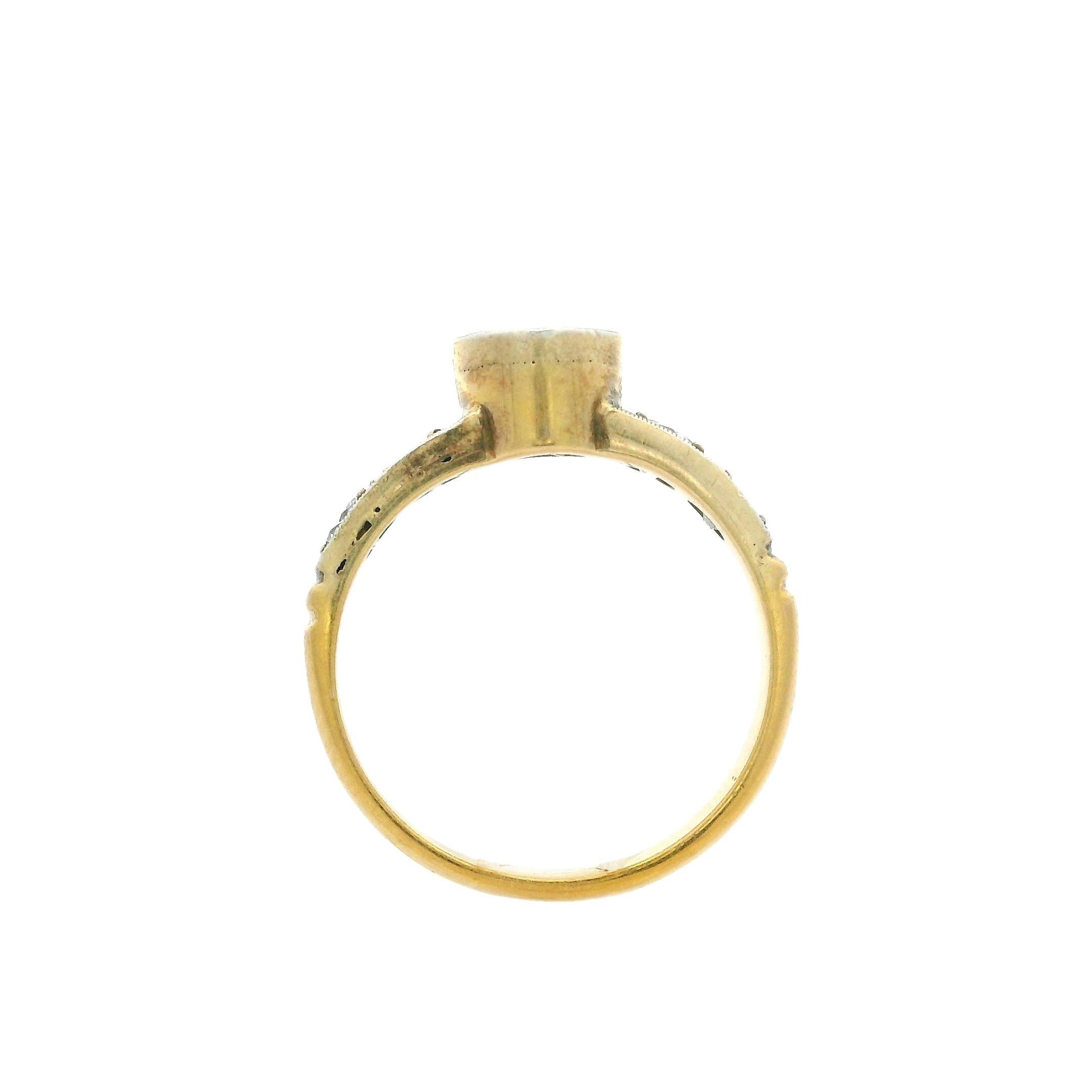 Vintage 18k Gold & Blackened Silver 0.86ctw Diamond Engagement Promise Ring For Sale 2
