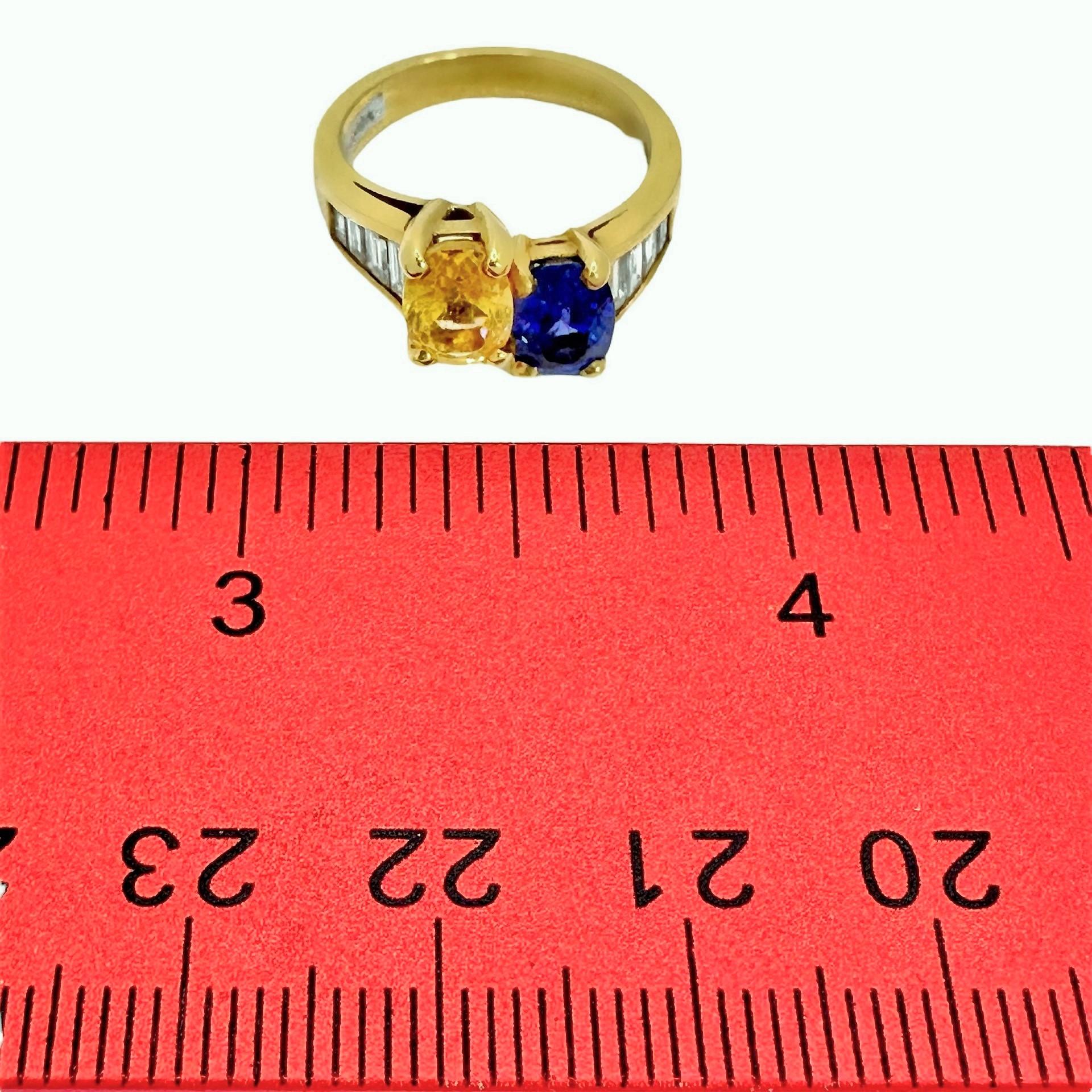 Vintage 18k Gold, Blue Sapphire, Golden Sapphire, Diamond Ring by Julius Cohen 3