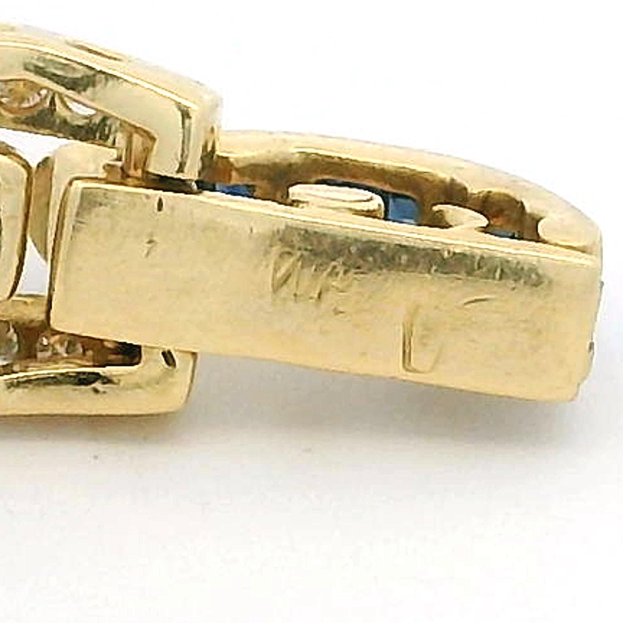 Bracelet vintage en or 18K avec saphirs sertis et diamants pavés, années 1980 en vente 9