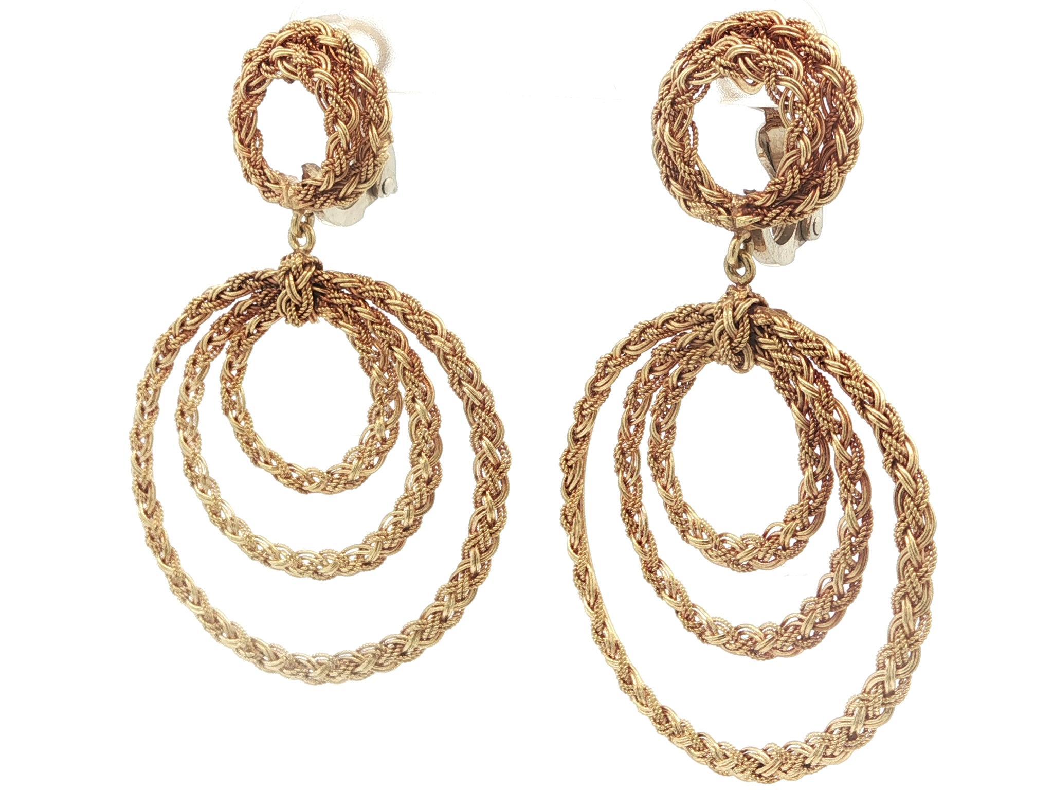 Orecchini circolari a pendente intrecciati in oro 18 ct. In condizioni ottime in vendita a Montclair, NJ