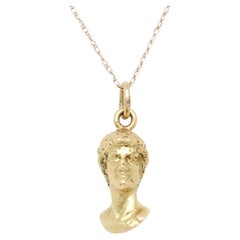 Vintage 18K Gold Bust of Michelangelo's David Charm for a Bracelet