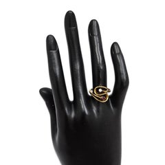 Vintage 18K Gold Bypass Ring with Diamond & Ruby Accent Stones