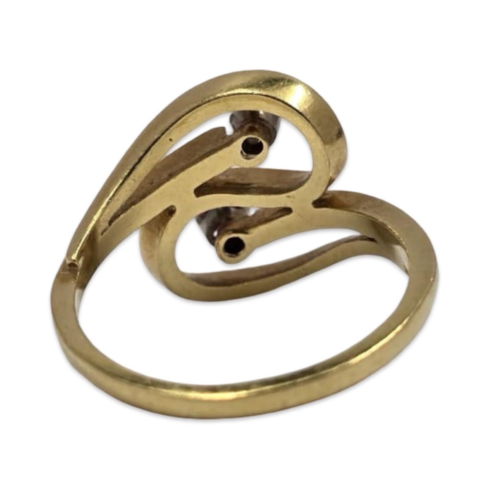 Vintage 18K Gold Bypass Ring mit Diamant & Rubin Akzent Steinen im Angebot 2