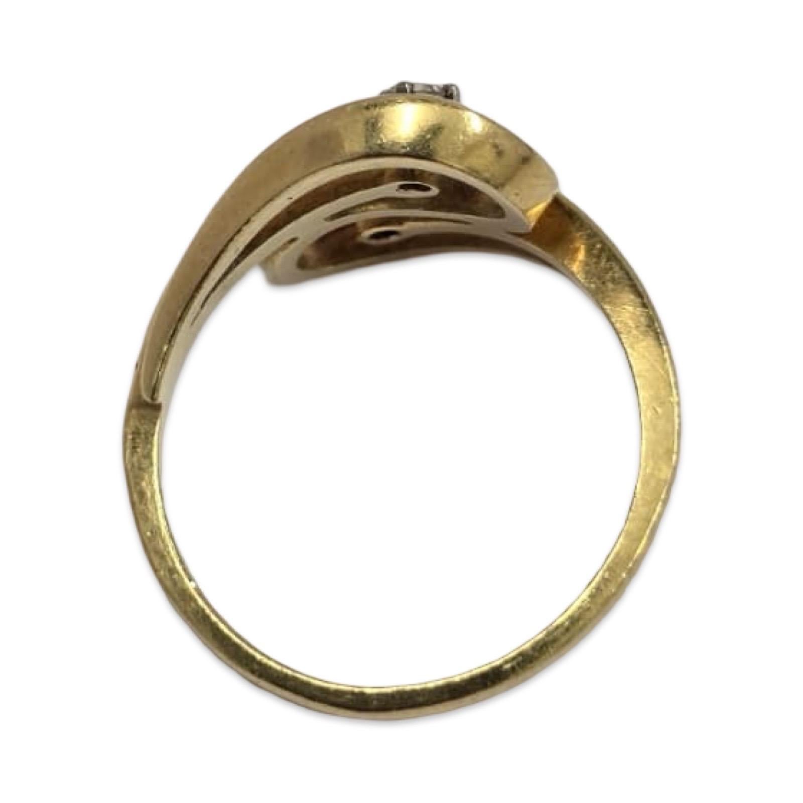 Vintage 18K Gold Bypass Ring mit Diamant & Rubin Akzent Steinen im Angebot 3