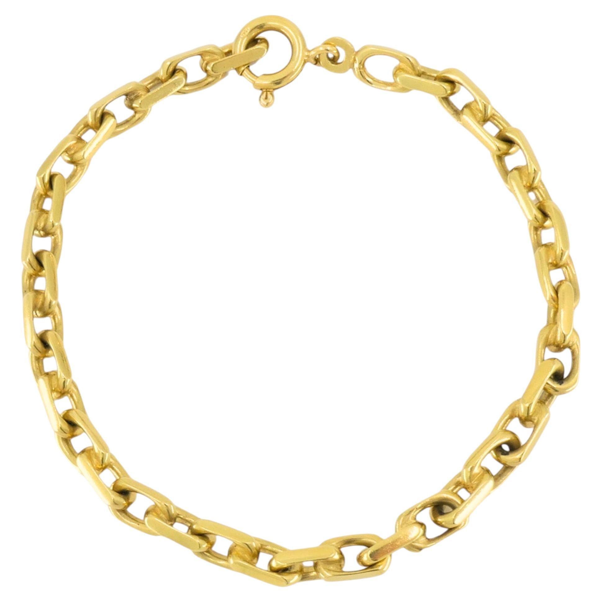 Vintage-Armband aus 18-karätigem Gold mit Anhängern – Armband mit ovalen Links