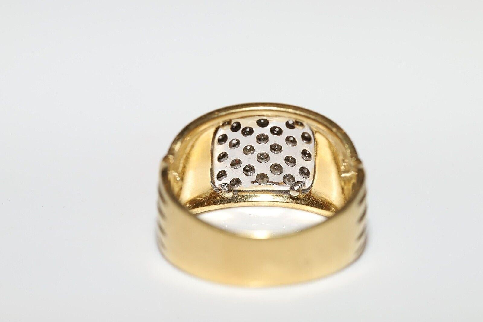 Vintage 18 Karat Gold Circa 1970er Jahre Natürlicher Diamant Dekorierter starker Ring (Retro) im Angebot