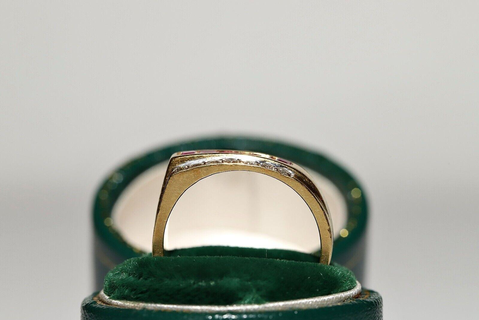 Dekorierter Vintage-Ring aus 18 Karat Gold, ca. 1980er Jahre, natürlicher Diamant und Kaliber Rubin im Angebot 6