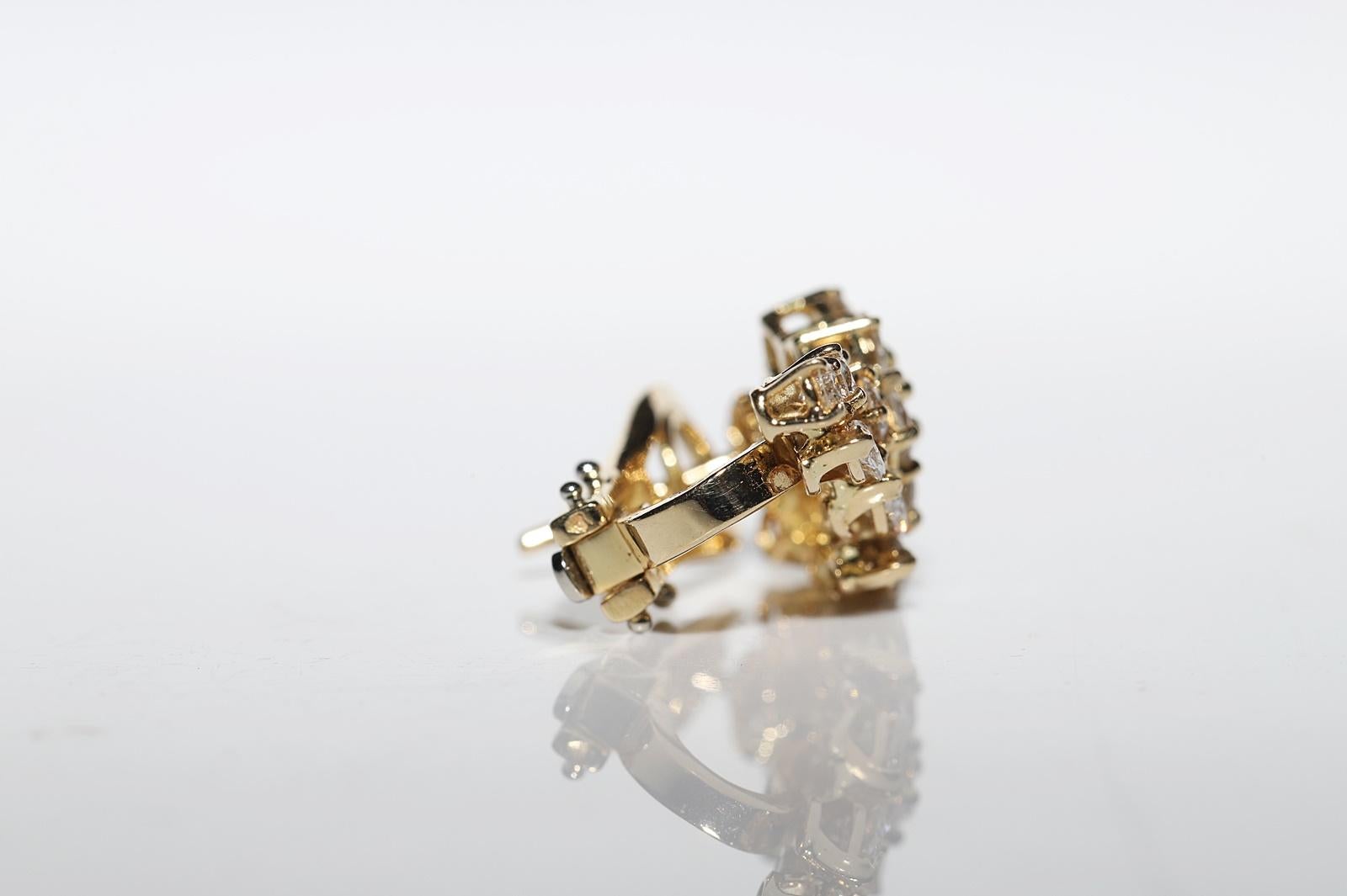 Brilliant Cut Vintage 18k Gold Circa 1980s Natural Diamond Decorated Strong Earring For Sale