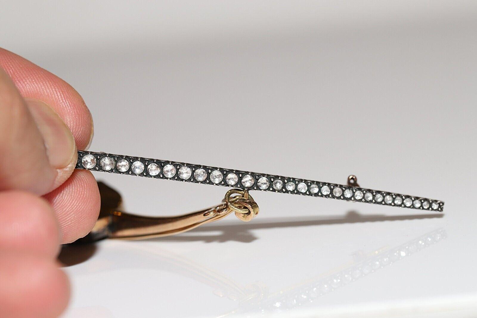 De las mujeres Vintage  Broche de oro de 18 quilates circa años 80 Diamante natural talla rosa Vıolın esmaltado en venta