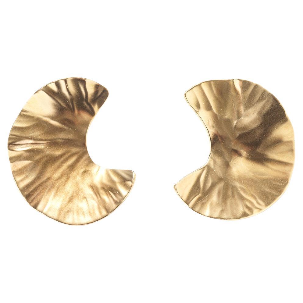 Vintage 18k Gold Clip-on Earrings by Rey Urban Made Year 1996 For Sale