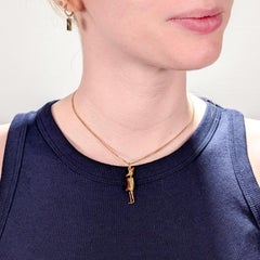 Vintage 18K Gold & Coral Cabochon Pinocchio Puppet Kinetic Charm