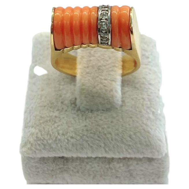 Vintage Art Deco 1940s Coral Gold Ring For Sale 1