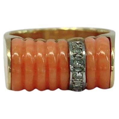 Vintage Art Deco 1940s Coral Gold Ring For Sale 2