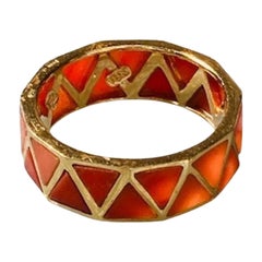 Vintage 18k Gold Coral Zig-Zag Ring Limited Edition, Size M UK/AU