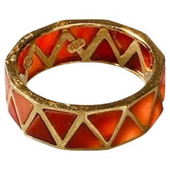 Used 18k Gold Coral Zig-Zag Ring Limited Edition, Size N UK/AU