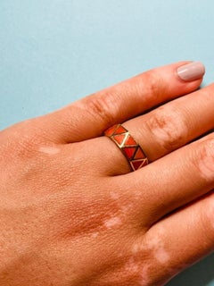 Vintage 18k Gold Coral Zig-Zag Ring Limited Edition, Size O UK/AU