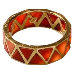 Vintage 18k Gold Coral Zig-Zag Ring Limited Edition, Size O UK/AU