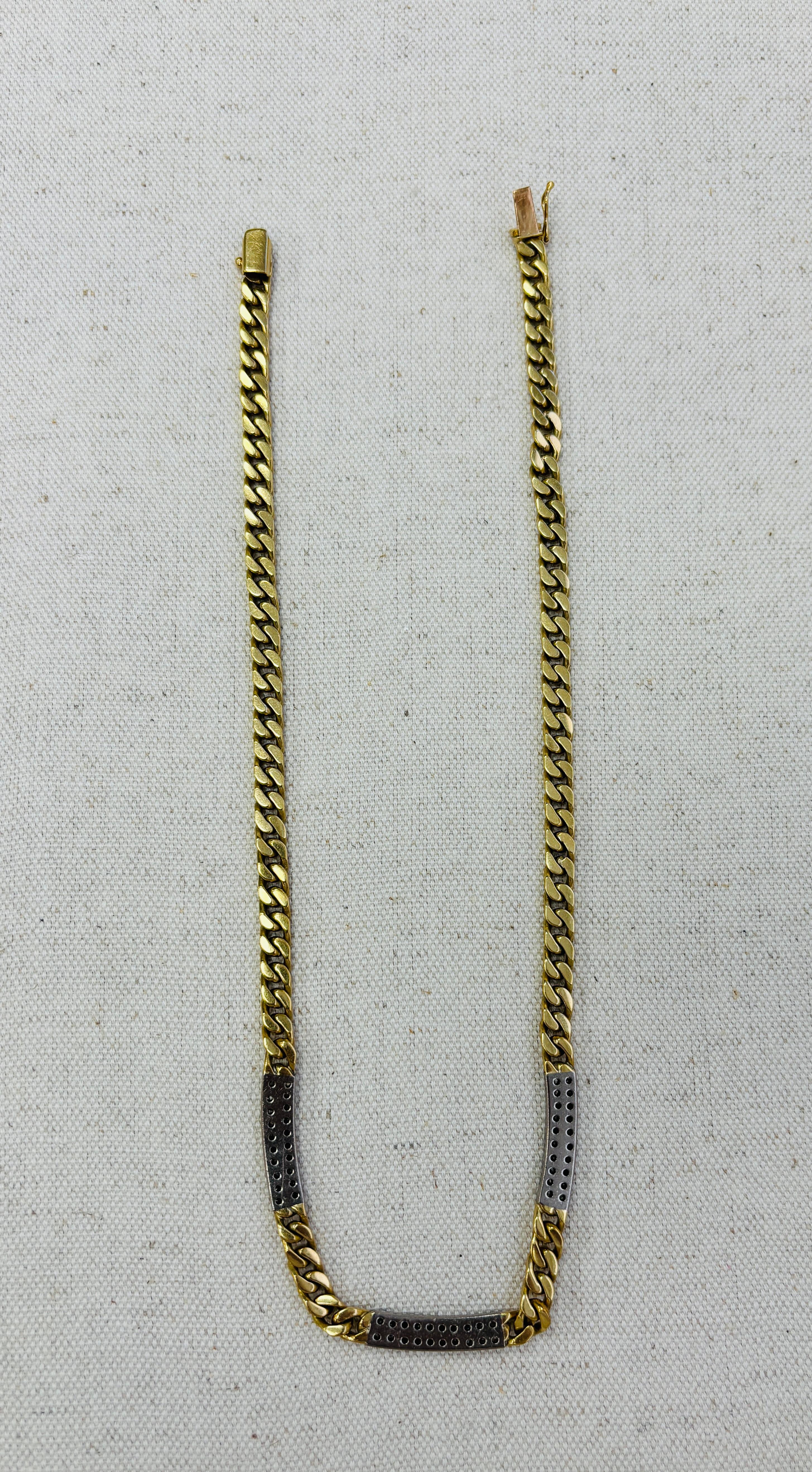 Old Mine Cut VINTAGE 18K Gold Cuban Natural Diamonds Necklace 16