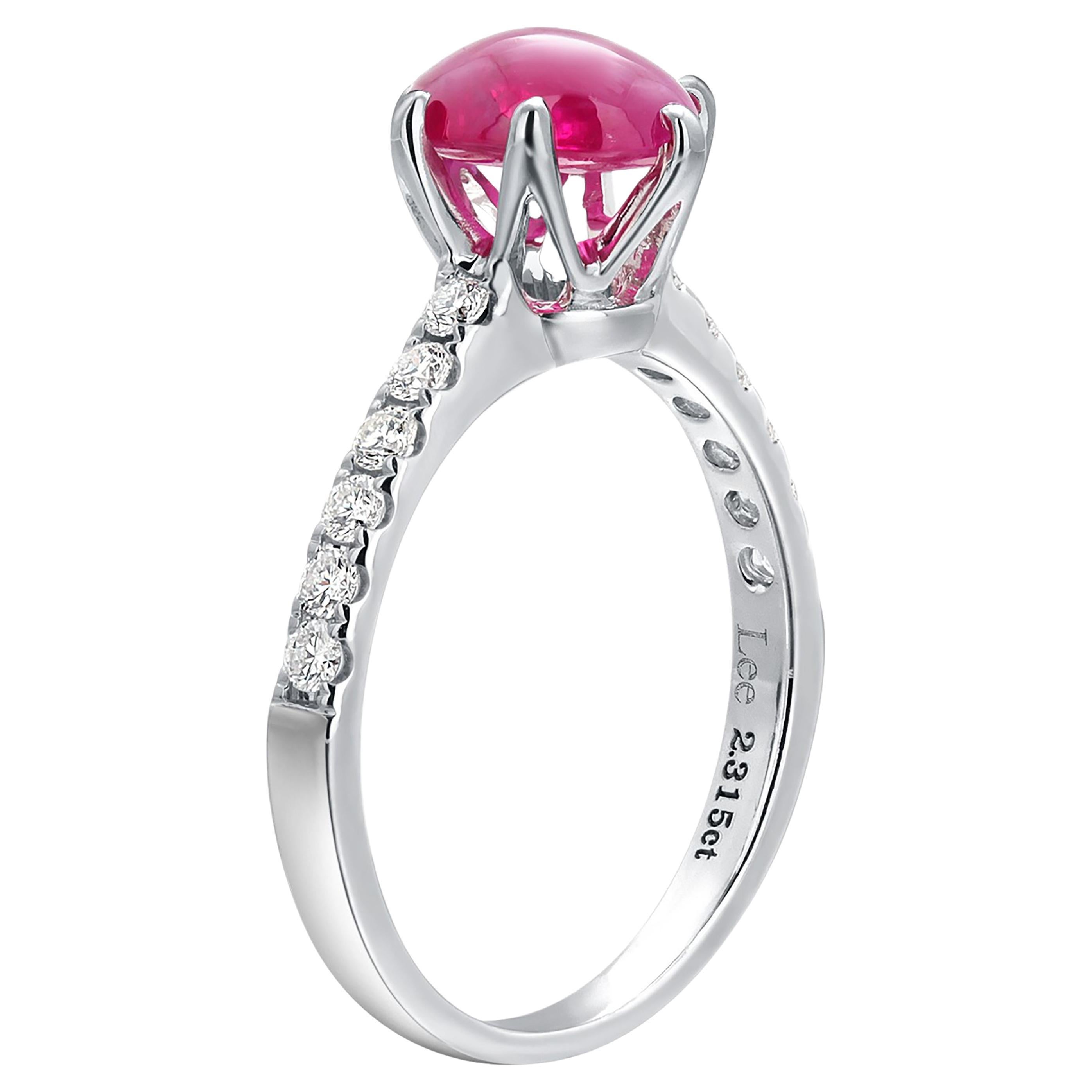 Vintage 18K Gold Cushion Burma Ruby Weighing 2.10 Carat Diamond Engagement Ring For Sale 1