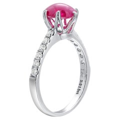 Retro 18K Gold Cushion Burma Ruby Weighing 2.10 Carat Diamond Engagement Ring
