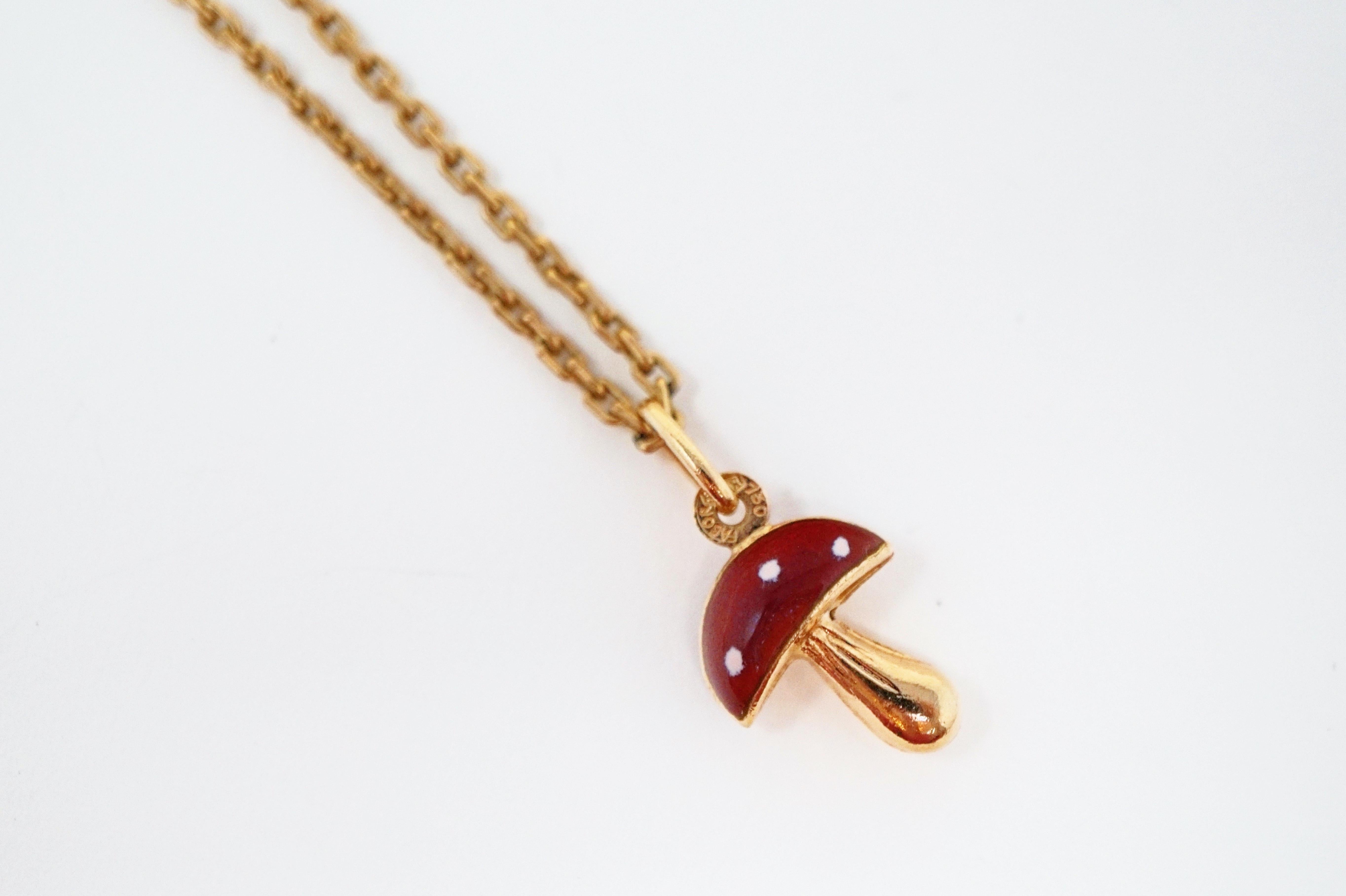 enamel mushroom necklace