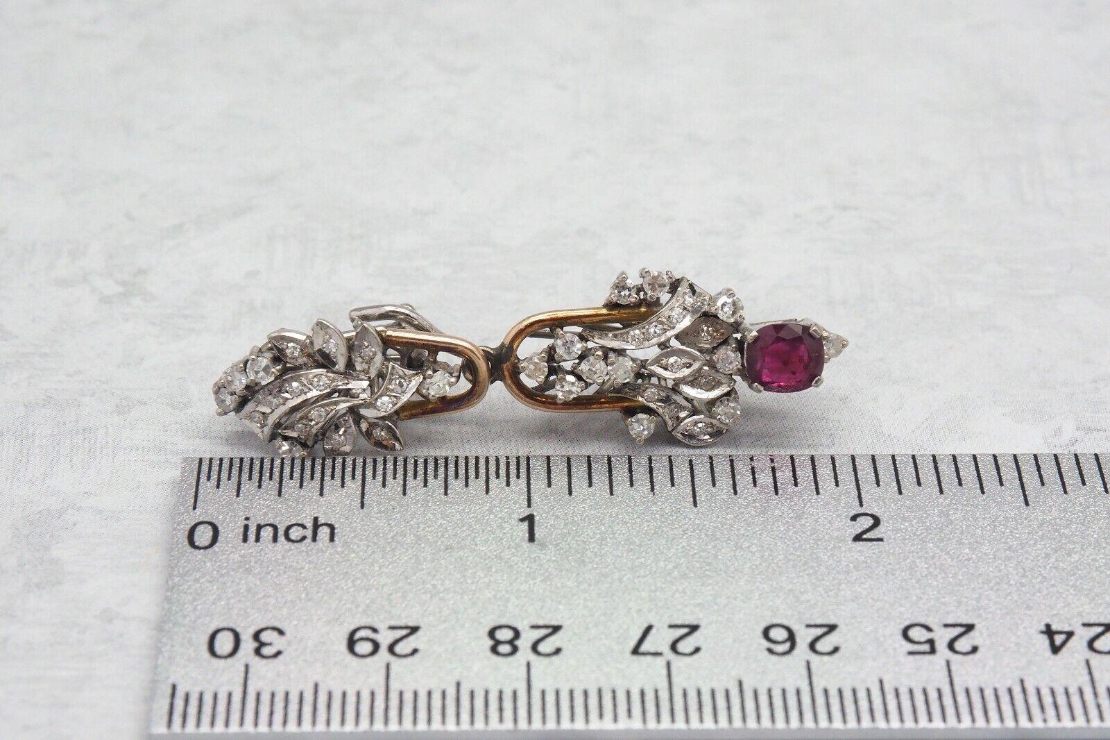 Vintage 18k Gold Diamond and Ruby Dangle Earrings - 14.1g im Angebot 3