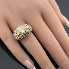 Vintage 18K Gold Diamond Basket-Weave Cocktail Ring