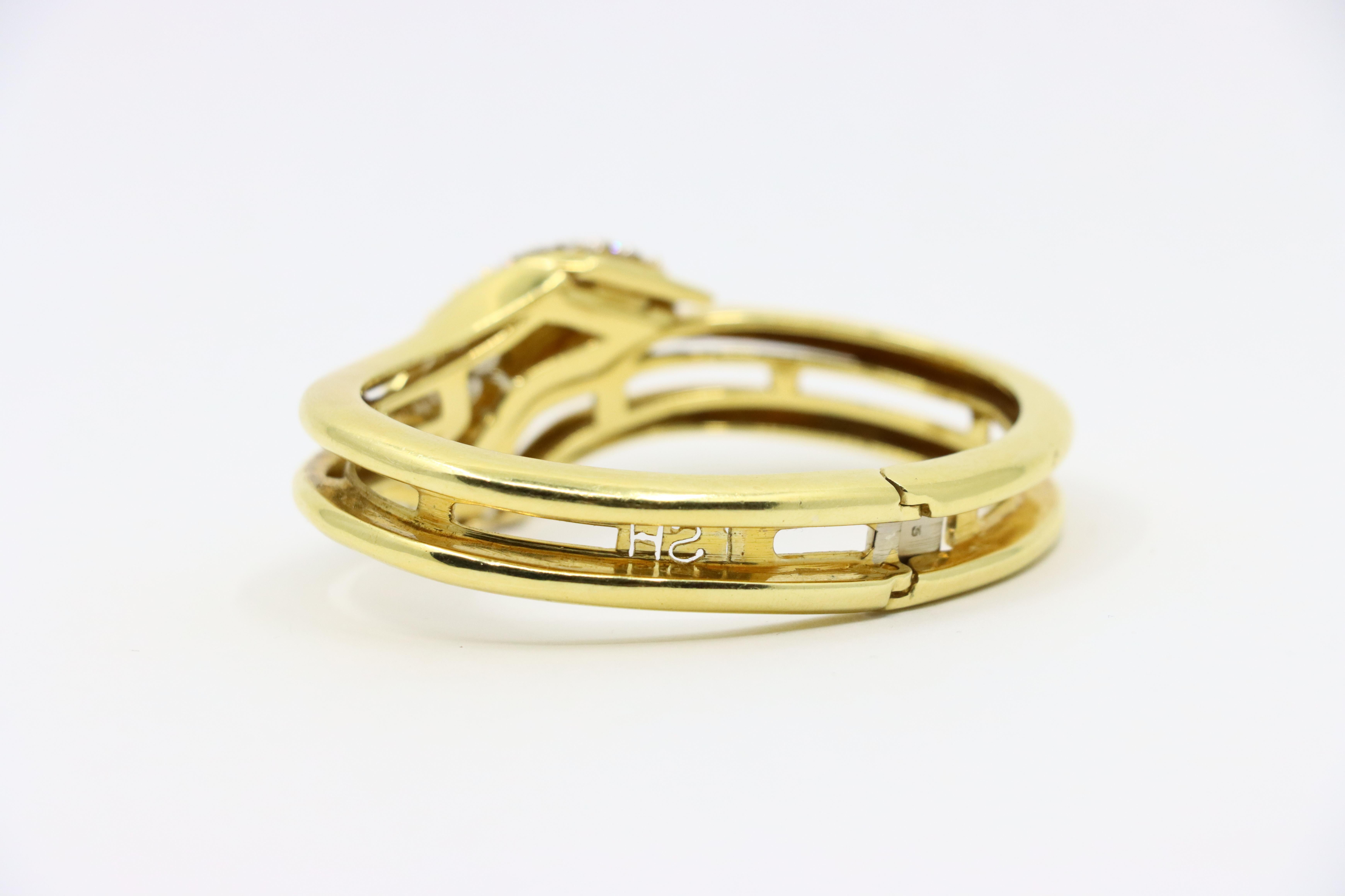 Taille ronde Bracelet vintage en or 18K avec diamants en vente